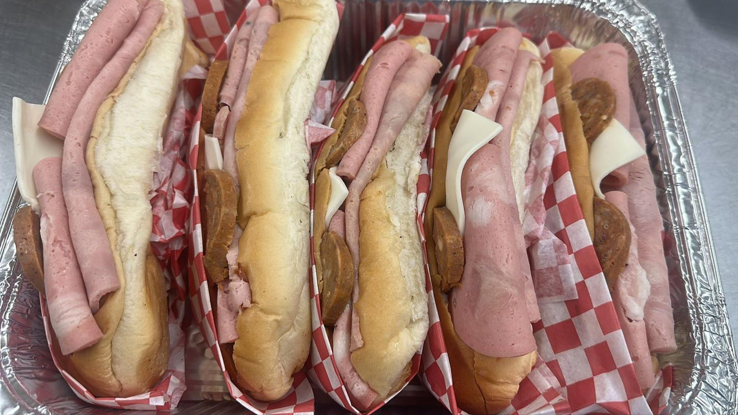 M) BANDEJA SUB DE JAMON QUESO Y SALAMI/ HAM, CHEESE AND SALAMI SUB X5