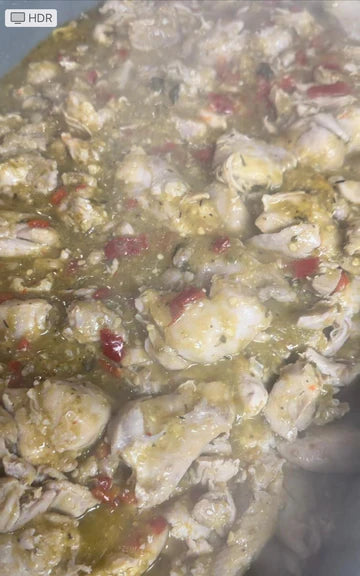 J) Pollo Salsa Verde/Chicken Fajitas with Green Sauce